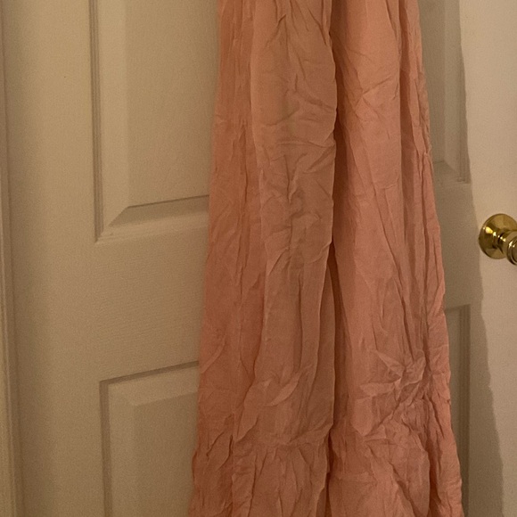 🆕Pink Off The Shoulder Flounced Flowy Ruffled Maxi Dress With Tasseled Belt - Picture 10 of 14